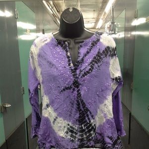 PURPLE TIE & DYE LONGSLEEVE LIGHTWEIGHT SHIRT SZ M